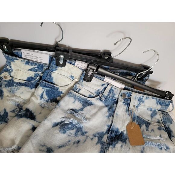 BP shorts Womens 26 Denim Jean Blue Bleached Washed Distressed Raw Cutoff New - Picture 6 of 7